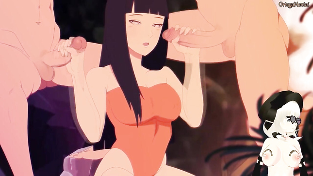 Хината делает двойной минет